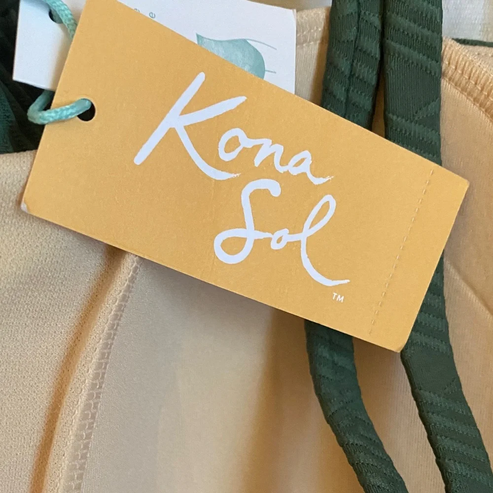 KONA SOL Forest Green Textured One-Piece Swimsuit - Picture 6 of 8